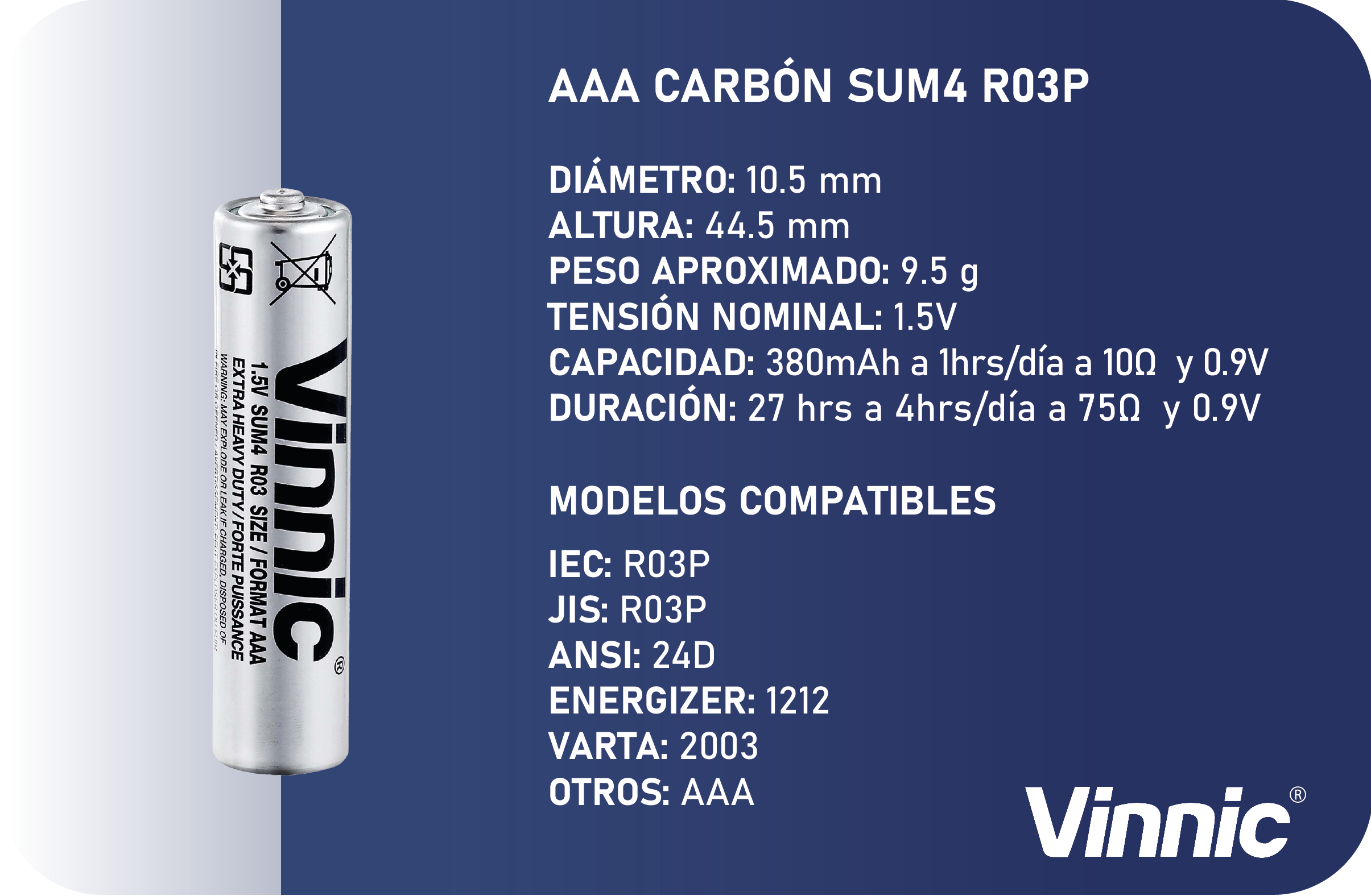 AAA CARBÓN SUM4 R03P 1.5V