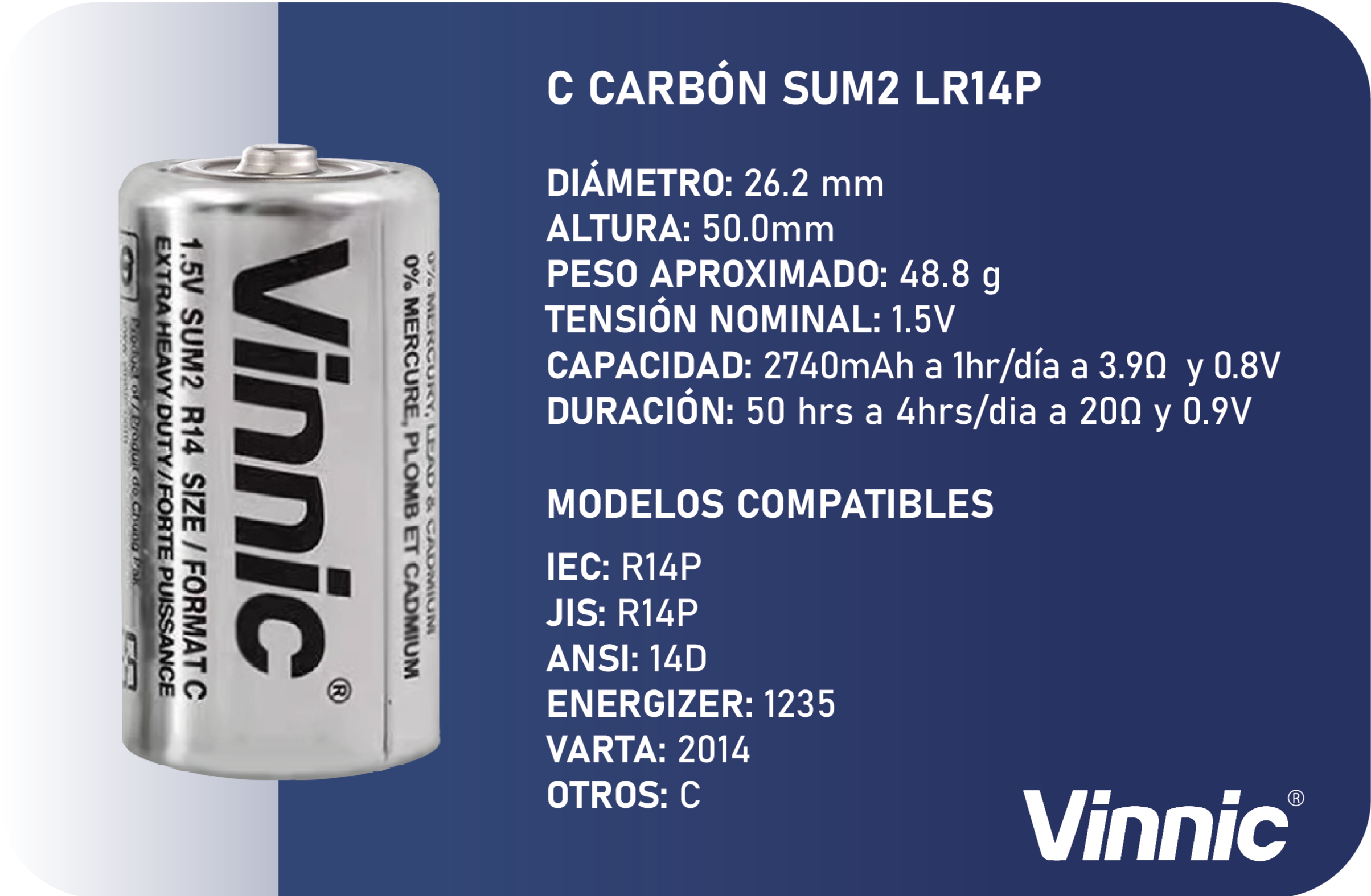 C CARBÓN SUM2 R14P 1.5V