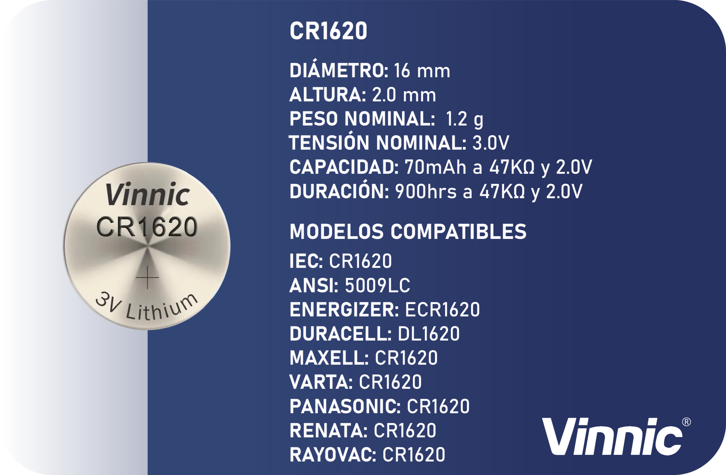 Pila CR1620, Marca Rayovac