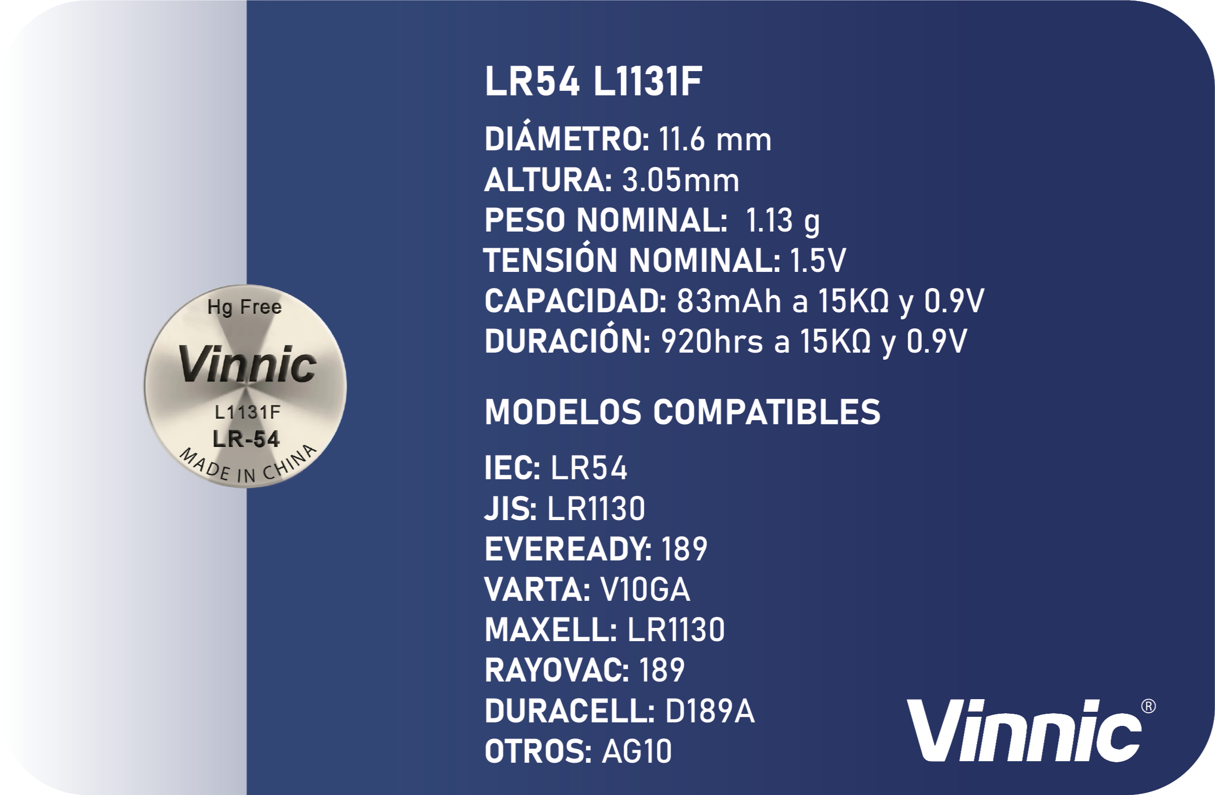 LR54 L1131F 1.5V
